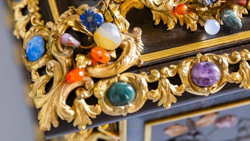 Semi-precious stones adorn an 18th-century Italian casket at The Vyne
